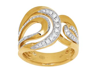 Anello Con Fibbie A Contrasto, Diamanti 0,48 Carati, Oro Giallo 18 Ct, Dito 54 - Immagine Standard - 1