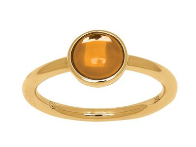 Anello Cabochon Con Citrino Da 1,10ct, Oro Giallo 18 Kt, Dito 56 - Immagine Standard - 1