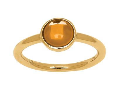 Anello Citrino Cabochon 1,10ct, Oro Giallo 18 Ct, Dito 56