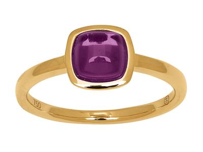 Anello Cabochon Con Cuscino Di Ametista Da 1,30 Ct, Oro Giallo 18 Kt, Misura Dell'anello 52 - Immagine Standard - 1