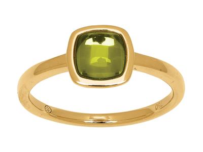 Anello Cabochon Con Peridoto A Cuscino Da 1,50 Ct, Oro Giallo 18 Kt, Misura Del Dito 56 - Immagine Standard - 1