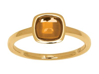 Anello Con Citrino Cabochon A Cuscino Da 1,25 Ct, Oro Giallo 18 Kt, Dito 56