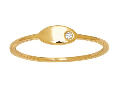 Anello Con Placca Ovale, Diamanti 0,01 Carati, Oro Giallo 18 Carati, Dito 52 - Immagine Standard - 1