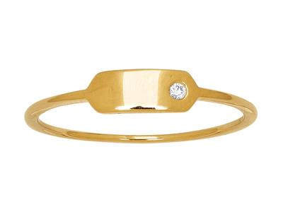 Anello A Piastra Rettangolare, Diamanti Da 0,01 Ct, Oro Giallo 18 Kt, Misura Del Dito 50 - Immagine Standard - 1