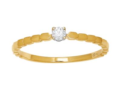 Anello Solitario Con Corpo In Perla, Diamante Da 0,08 Ct, Oro Giallo 18 Kt, Dito 54 - Immagine Standard - 1