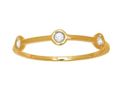 Anello 3 Diamanti Per Un Totale Di 0,06 Carati, Oro Giallo 18 Ct, Dito 48 - Immagine Standard - 1