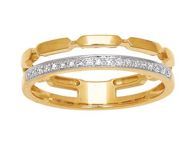 Anello 2 Anelli Fantasia, Diamanti Da 0,07 Ct, Oro Giallo 18 Kt, Dito 52 - Immagine Standard - 1