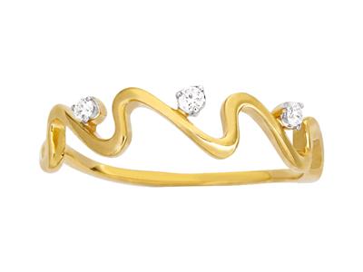 Anello Wave 3 Diamanti, Totale 0,04 Carati, Oro Giallo 18 Ct, Dito 50 - Immagine Standard - 1