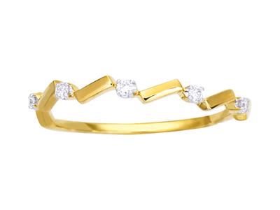Anello Con 5 Diamanti, Totale 0,05 Carati, Oro Giallo 18 Ct, Dito 50 - Immagine Standard - 1