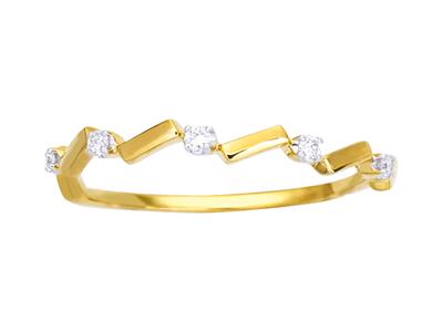 Anello Tirets Con 5 Diamanti, Totale 0,05 Ct, Oro Giallo 18 Kt, Dito 54