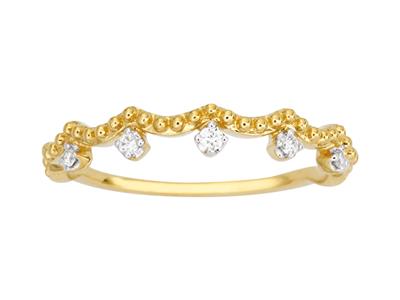 Anello Con 5 Diamanti, Totale 0,05 Carati, Oro Giallo 18 Ct, Dito 50 - Immagine Standard - 1