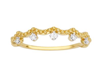 Anello Con 5 Diamanti Con Perline, Totale 0,05 Ct, Oro Giallo 18 Kt, Dito 50 - Immagine Standard - 1