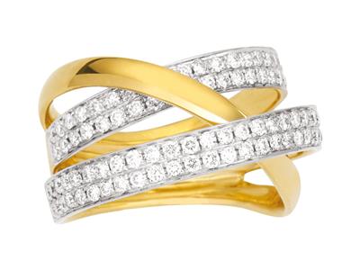 Anello Croce, Diamanti Da 0,90 Ct, Oro Giallo 18 Kt, Dito 56 - Immagine Standard - 1