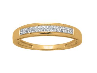 Fede Nuziale Con Set A 2 File, Diamanti Da 0,08 Ct, Oro Giallo 18 Kt, Dito 58