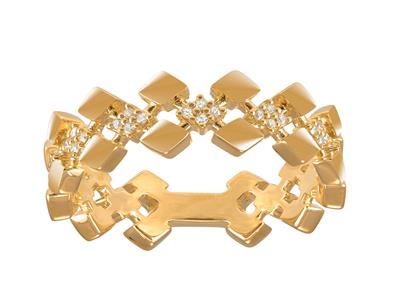 Anello Puzzle, Diamanti Da 0,12 Ct,oro Giallo 18 Kt, Dito 54
