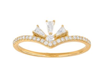 Anello A Ventaglio, Diamanti Rotondi E Conici Da 0,32 Ct, Oro Giallo 18 Kt, Misura Del Dito 52 - Immagine Standard - 1