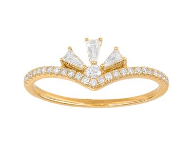 Bge Eventail Diamants Ronds Et Tapers 0,32ct Or Jaune 18k Doigt 54