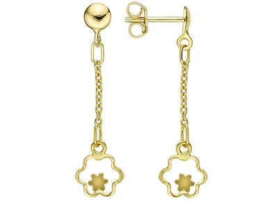 Orecchini, Fiori Traforati Diam. 7,9 Mm, Oro Giallo 18 Ct.