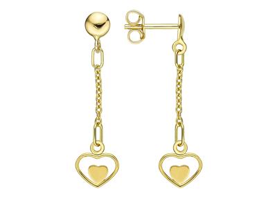 Orecchini Pendenti A Cuore Traforati 3,5 X 8,3 Mm, Oro Giallo 18 Ct. - Immagine Standard - 1