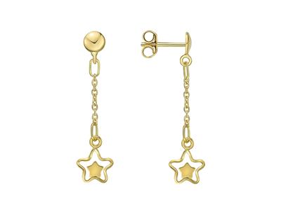 Orecchini, Stelle Pendenti Traforate Diam. 7,5 Mm, Oro Giallo 18 Ct. - Immagine Standard - 1