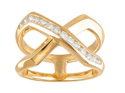 Anello Incrociato, Diamanti Da 0,36ct, Oro Giallo 18 Kt, Dito 54 - Immagine Standard - 1