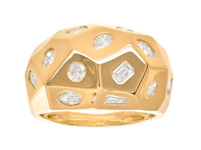 Anello Sfaccettato, Diamanti Multitaglio Da 1,06 Ct, Oro Giallo 18 Kt,misura Del Dito 54