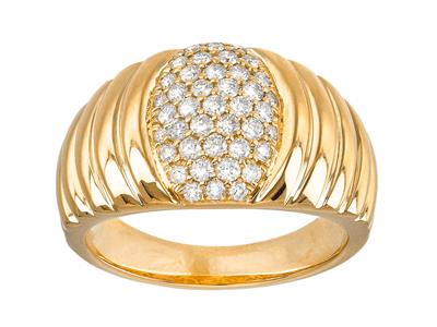 Anello Godronato, Diamanti Da 0,50 Ct, Oro Giallo 18k, Dito 58 - Immagine Standard - 1