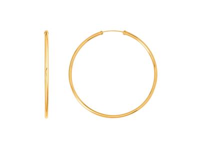 Orecchini A Cerchio, Filo Rotondo 2 Mm, Diametro Interno 46 Mm, Oro Giallo 18 Ct.