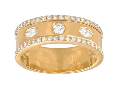 Anello A Nastro, Diamanti Da 0,53 Ct, Oro Giallo 18 Kt, Dito 56 - Immagine Standard - 1