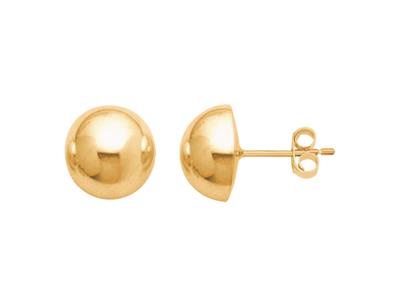 Orecchini Mezza Sfera 9 Mm, Oro Giallo 18 Carati