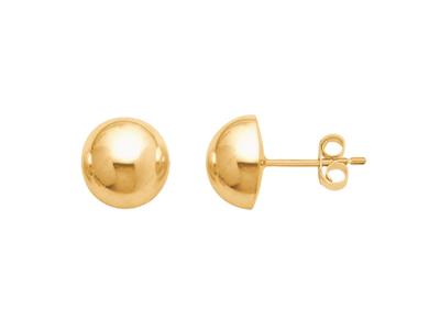 Orecchini A Mezza Sfera 8 Mm, Oro Giallo 18 Carati