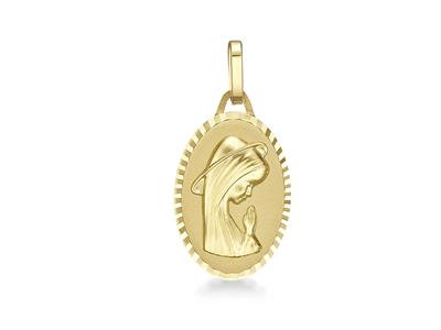 Medaglia Della Vergine Maria, Fantasia 16 Mm, Oro Giallo 18 Ct.