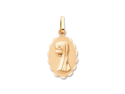 Medaglia Della Vergine Maria 16 Mm, Oro Giallo 18 Carati Opaco E Lucido - Immagine Standard - 1