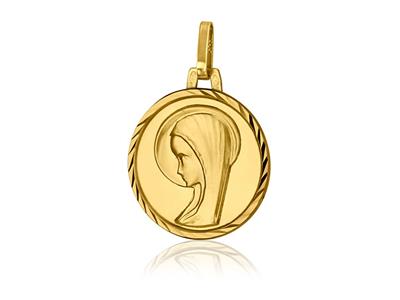 Medaglia Della Vergine Maria 13 Mm, Oro Giallo 18 Carati