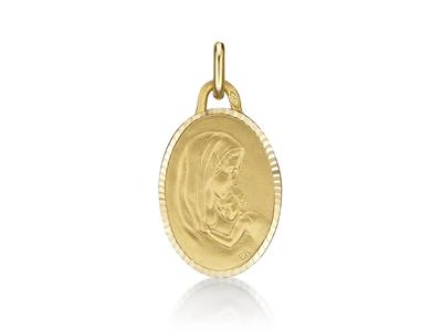 Medaglia Della Beata Vergine Maria, Ovale, 18 Mm, Oro Giallo 18 Ct. - Immagine Standard - 1