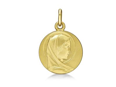 Medaglia Della Vergine Maria 18 Mm, Oro Giallo 18 Carati