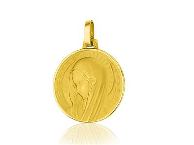 Medaglia Della Vergine Maria 18 Mm, Oro Giallo 18 Carati