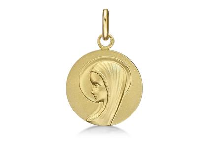 Medaglia Della Vergine Maria 18 Mm, Oro Giallo 18 Carati