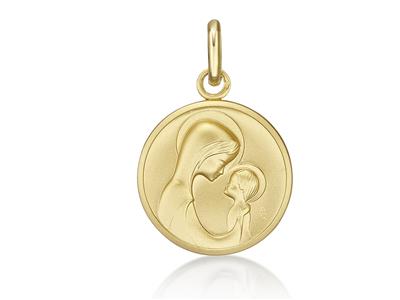 Medaglia Madonna Con Bambino 18 Mm, Oro Giallo 18 Carati - Immagine Standard - 1