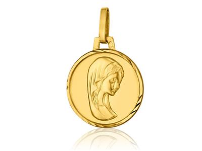 Medaglia Della Vergine Maria 14 Mm, Oro Giallo 18 Carati