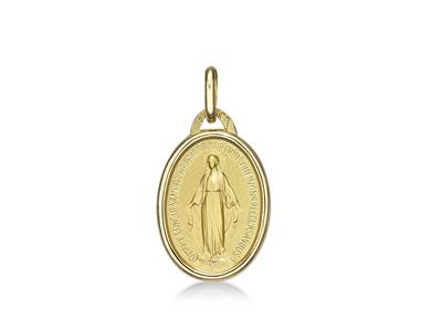 Medaglia Vergine Maria 17 Mm, Oro Giallo 18 Ct.