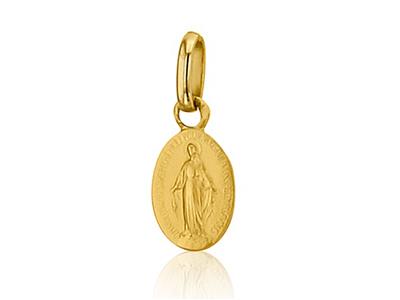 Medaglia Vergine Maria 9 Mm, Oro Giallo 18 Carati