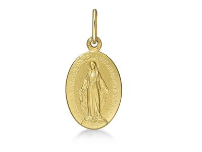Medaglia Vergine Maria 15 Mm, Oro Giallo 18 Carati