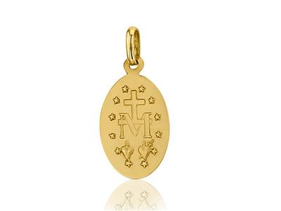 Medaglia Vergine Maria 15 Mm, Oro Giallo 18 Carati - Immagine Standard - 2
