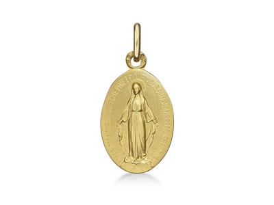 Medaglia Vergine Maria 17 Mm, Oro Giallo 18 Ct.