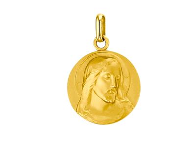 Medaglia Cristo Massiccio 18 Mm, Oro Giallo 18 Carati