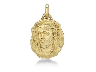 Medaglia Di Cristo Massiccio 22 Mm, Oro Giallo 18 Carati - Immagine Standard - 1