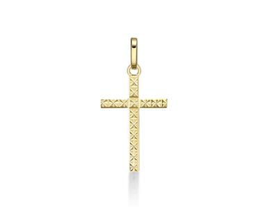 Ciondolo Croce Sfaccettata 18 Mm, Oro Giallo 18 Carati