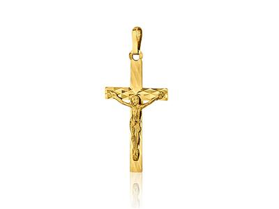 Ciondolo Croce Di Cristo Sfaccettata 22 Mm, Oro Giallo 18 Carati