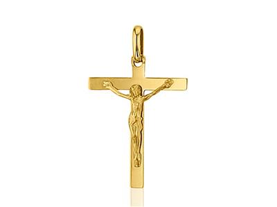 Ciondolo Croce Di Cristo, Massiccio 35 Mm, Oro Giallo 18 Ct.
